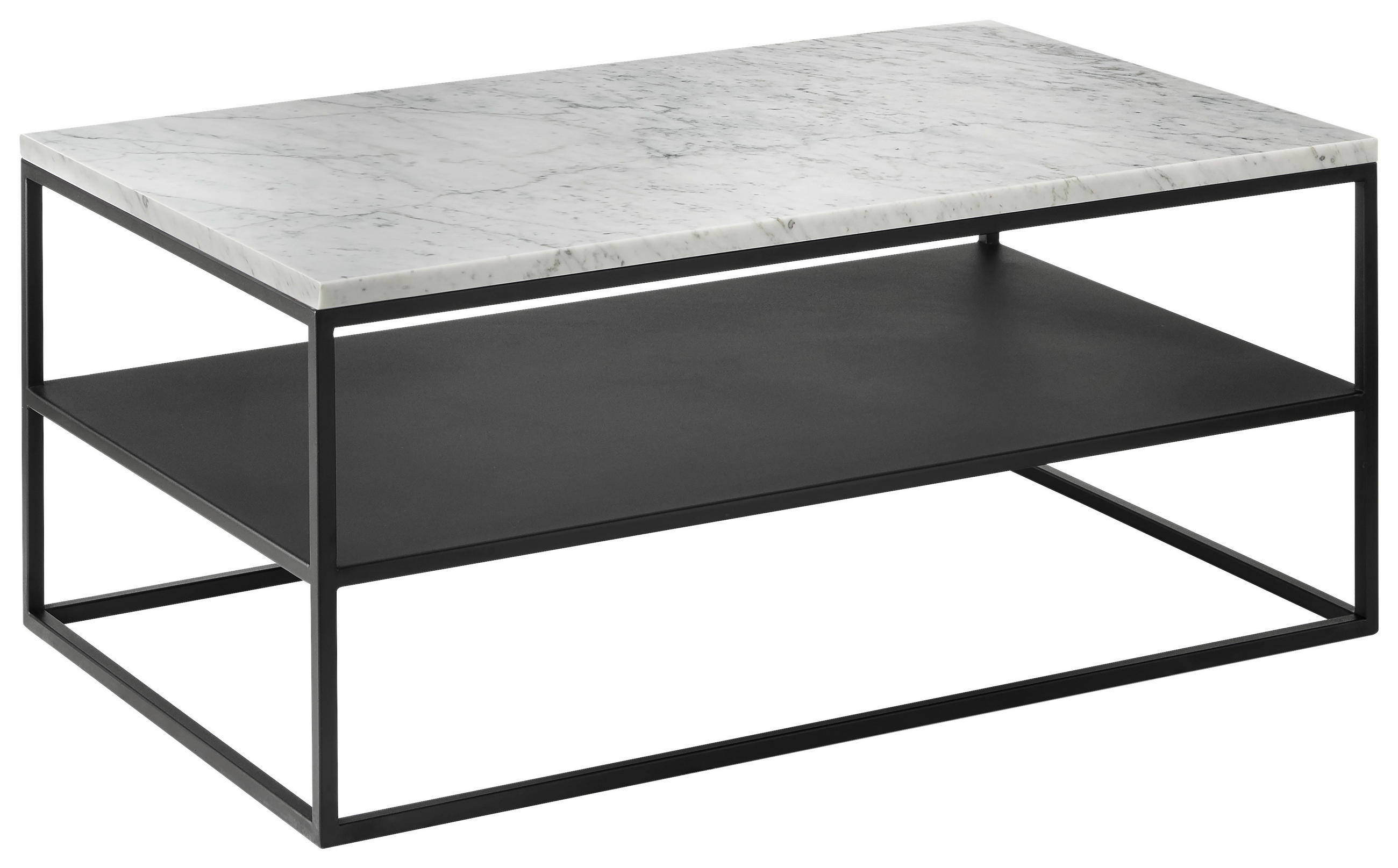COUCHTISCH in Metall 100/60/41,5 cm  - Weiss/Schwarz, Design, Stein/Metall (100/60/41,5cm) - Johann Jakob