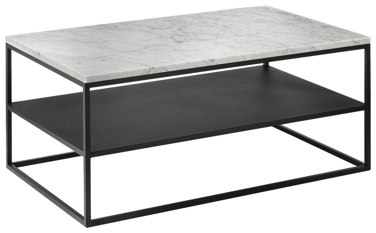 COUCHTISCH in Metall 100/60/41,5 cm  - Weiss/Schwarz, Design, Stein/Metall (100/60/41,5cm) - Johann Jakob