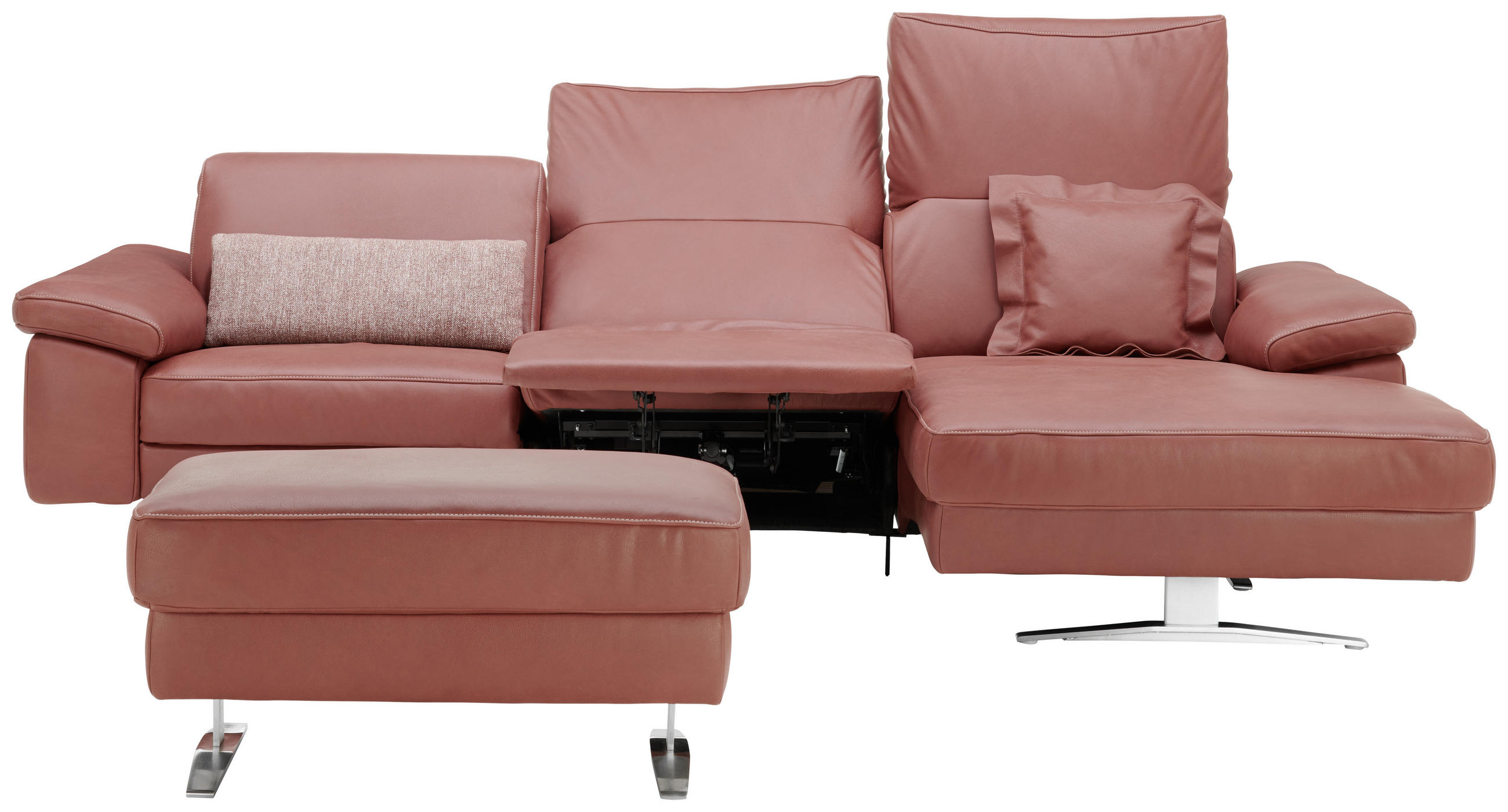 ECKSOFA Rot Echtleder  - Beige/Rot, Design, Leder/Metall (287/174cm) - Koinor