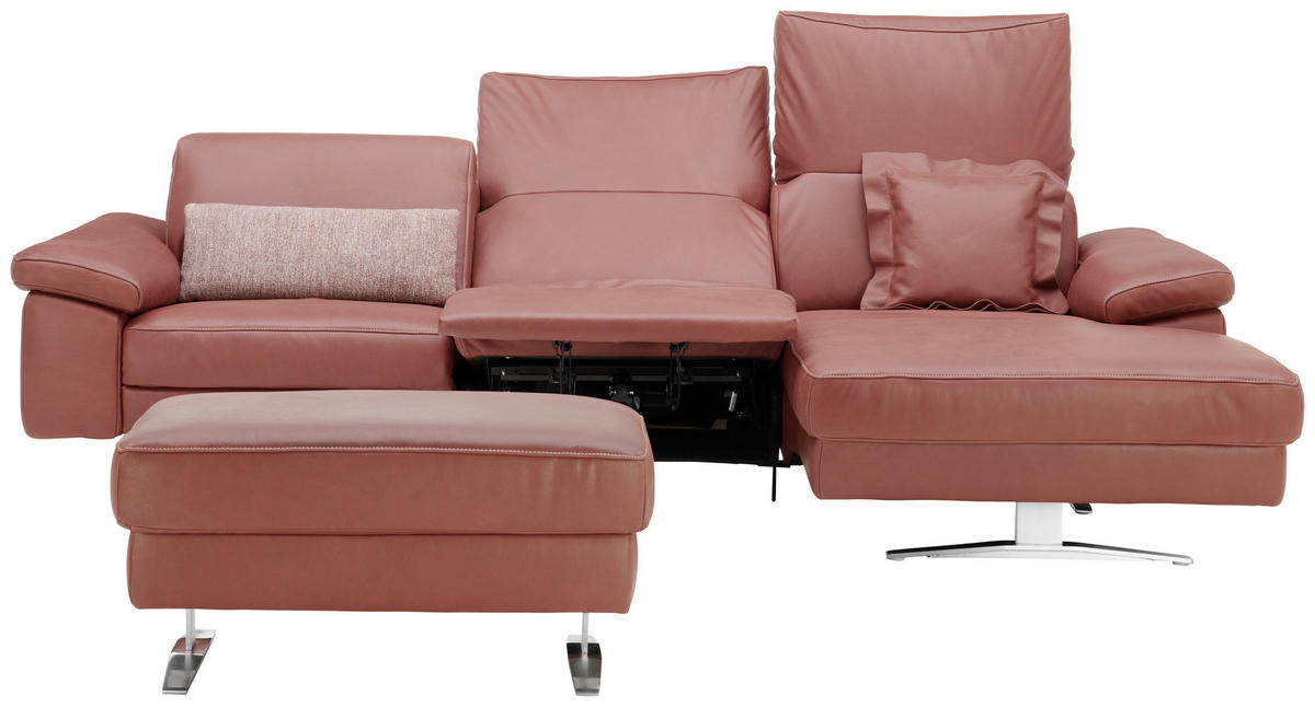 ECKSOFA Rot Echtleder  - Beige/Rot, Design, Leder/Metall (287/174cm) - Koinor