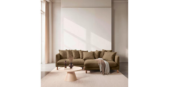 ECKSOFA Goldbraun Chenille  - Buchefarben/Goldbraun, KONVENTIONELL, Holz/Textil (276/162cm) - Carryhome