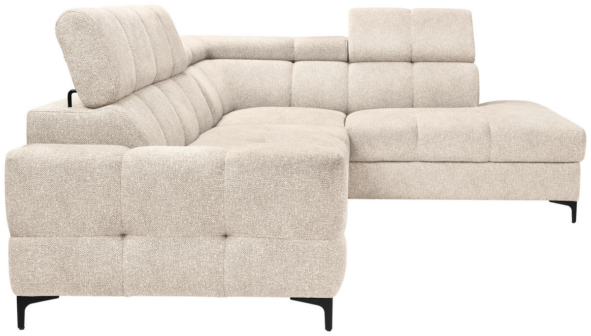 ECKSOFA in Struktur Beige  254/212 cm  - Beige/Schwarz, MODERN, Textil/Metall (254/212cm) - Carryhome