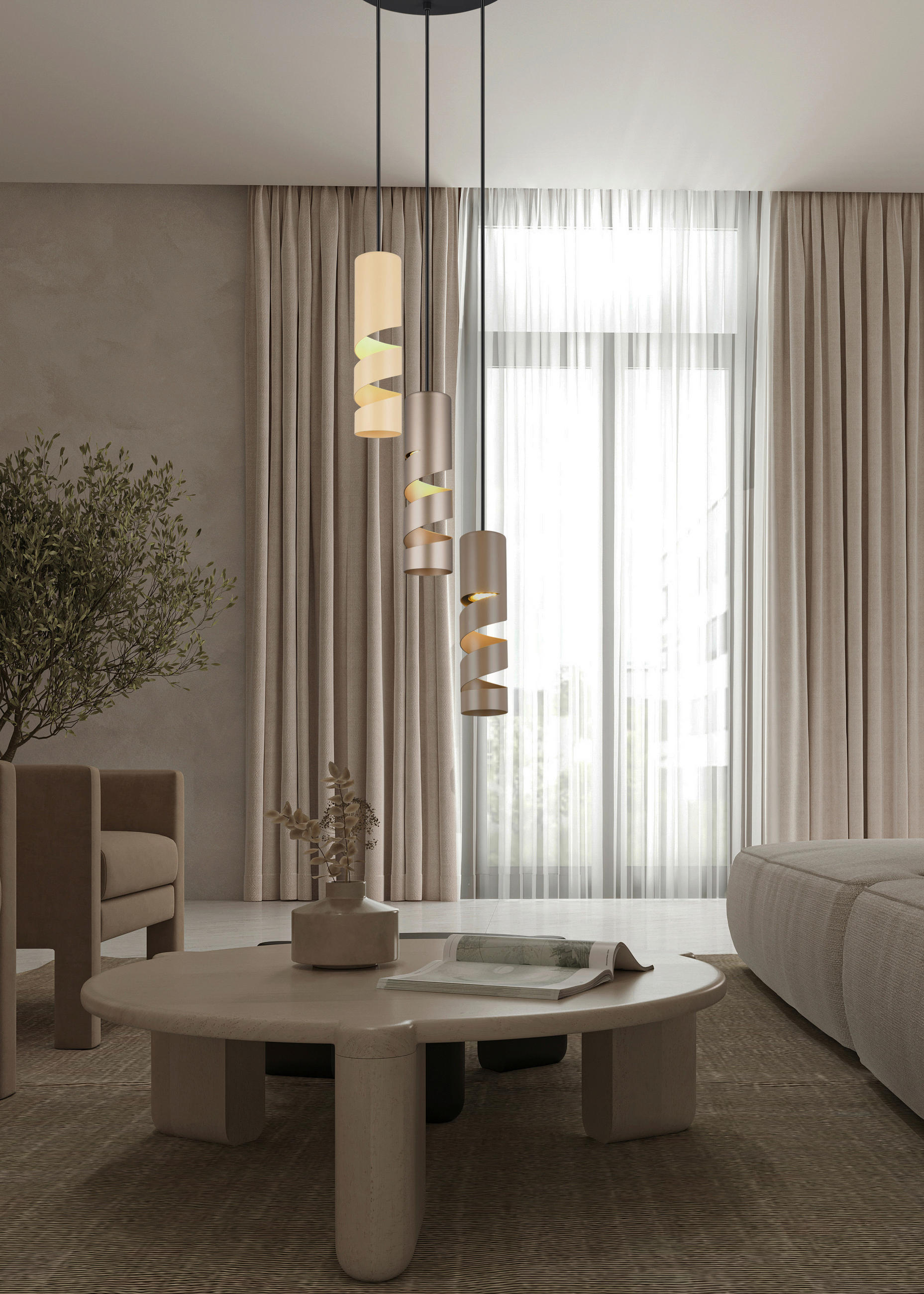 PENDELLEUCHTE 28/150 cm   - Taupe/Beige, Design, Metall (28/150cm) - Trio Leuchten