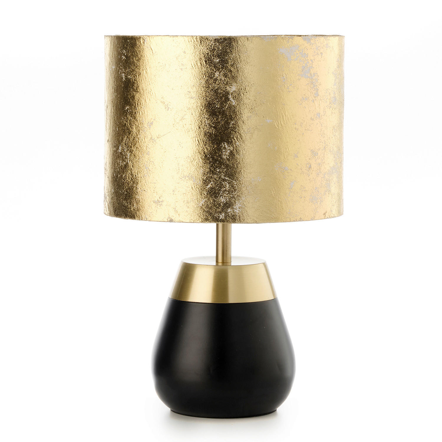 NACHTTISCHLEUCHTE 23/37.5 cm   - Goldfarben/Schwarz, KONVENTIONELL, Textil/Metall (23/37.5cm)