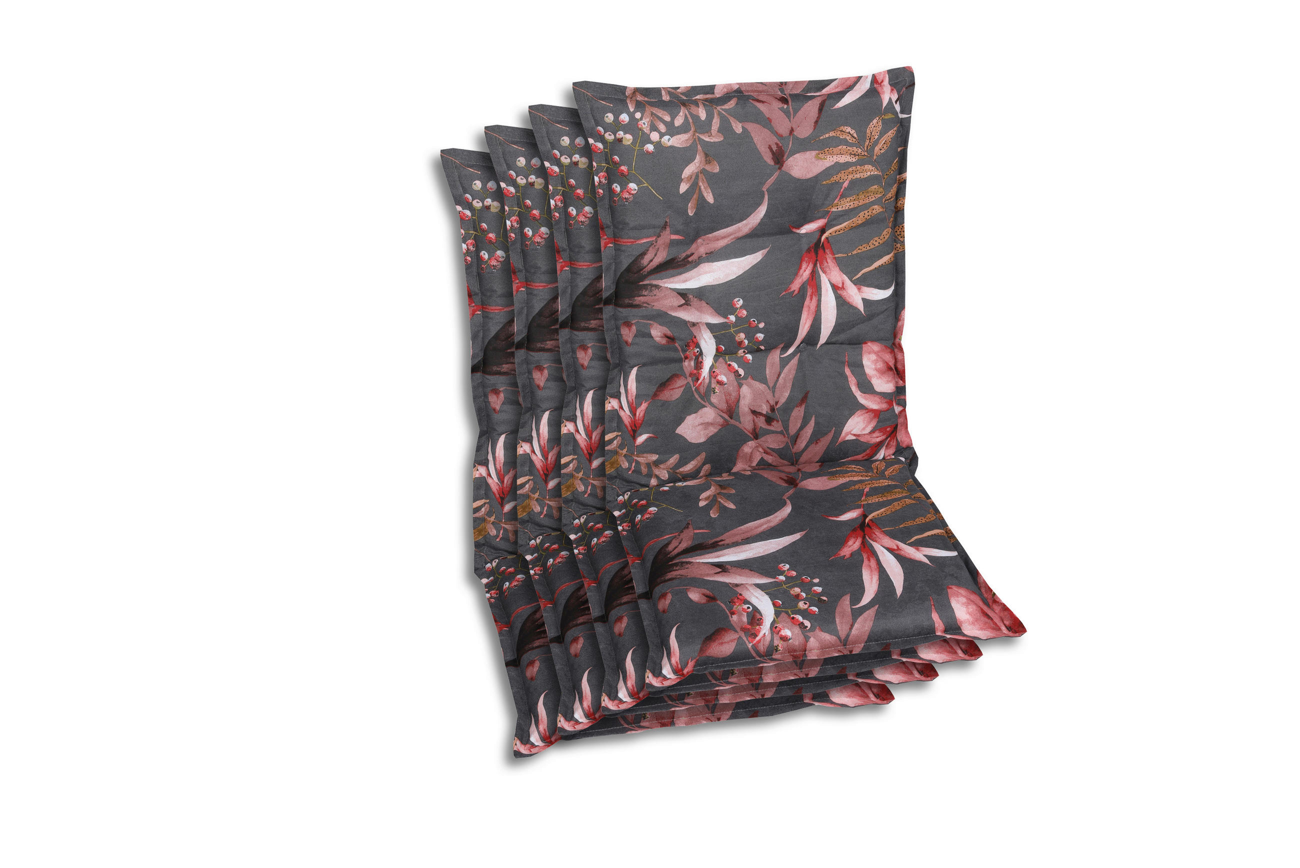 SESSELAUFLAGENSET in Anthrazit, Braun, Rosa Blätter  - Anthrazit/Braun, Basics, Textil (50/7/108cm)