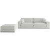 SITZGARNITUR in Webstoff Hellgrau  - Hellgrau/Schwarz, Design, Holz/Textil (278/85/103cm) - Livetastic
