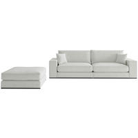 SITZGARNITUR in Webstoff Hellgrau  - Hellgrau/Schwarz, Design, Holz/Textil (278/85/103cm) - Livetastic
