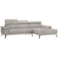 ECKSOFA in Velours Sandfarben  - Sandfarben/Schwarz, Design, Textil/Metall (295/187cm) - Novel