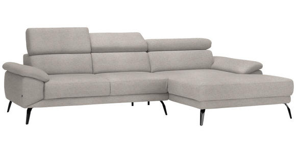 ECKSOFA in Velours Sandfarben  - Sandfarben/Schwarz, Design, Textil/Metall (295/187cm) - Novel