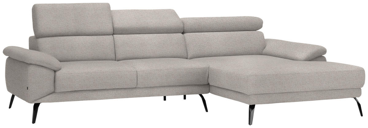 ECKSOFA in Velours Sandfarben  - Sandfarben/Schwarz, Design, Textil/Metall (295/187cm) - Novel
