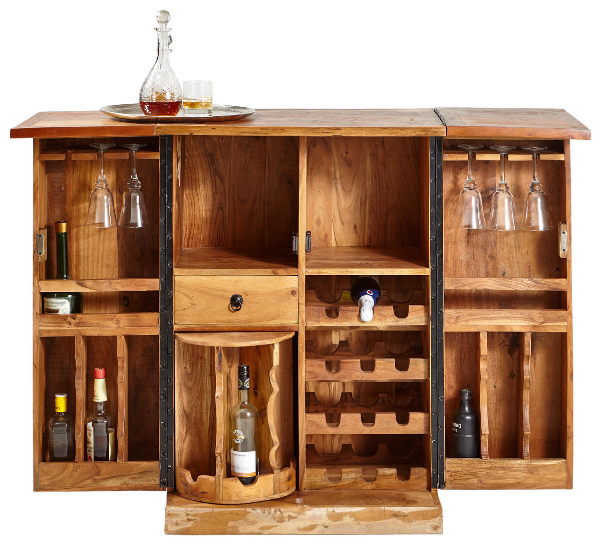BARSCHRANK in Multicolor, Dunkelbraun, Hellbraun  - Hellbraun/Dunkelbraun, LIFESTYLE, Holz/Metall (75/107/52cm) - Landscape