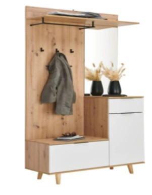 PREDSOBA bela, hrast artisan - bela/hrast artisan, Design, leseni material (103/202/40cm) - home24