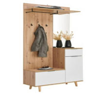 PREDSOBA bela, hrast artisan - bela/hrast artisan, Design, leseni material (103/202/40cm) - home24