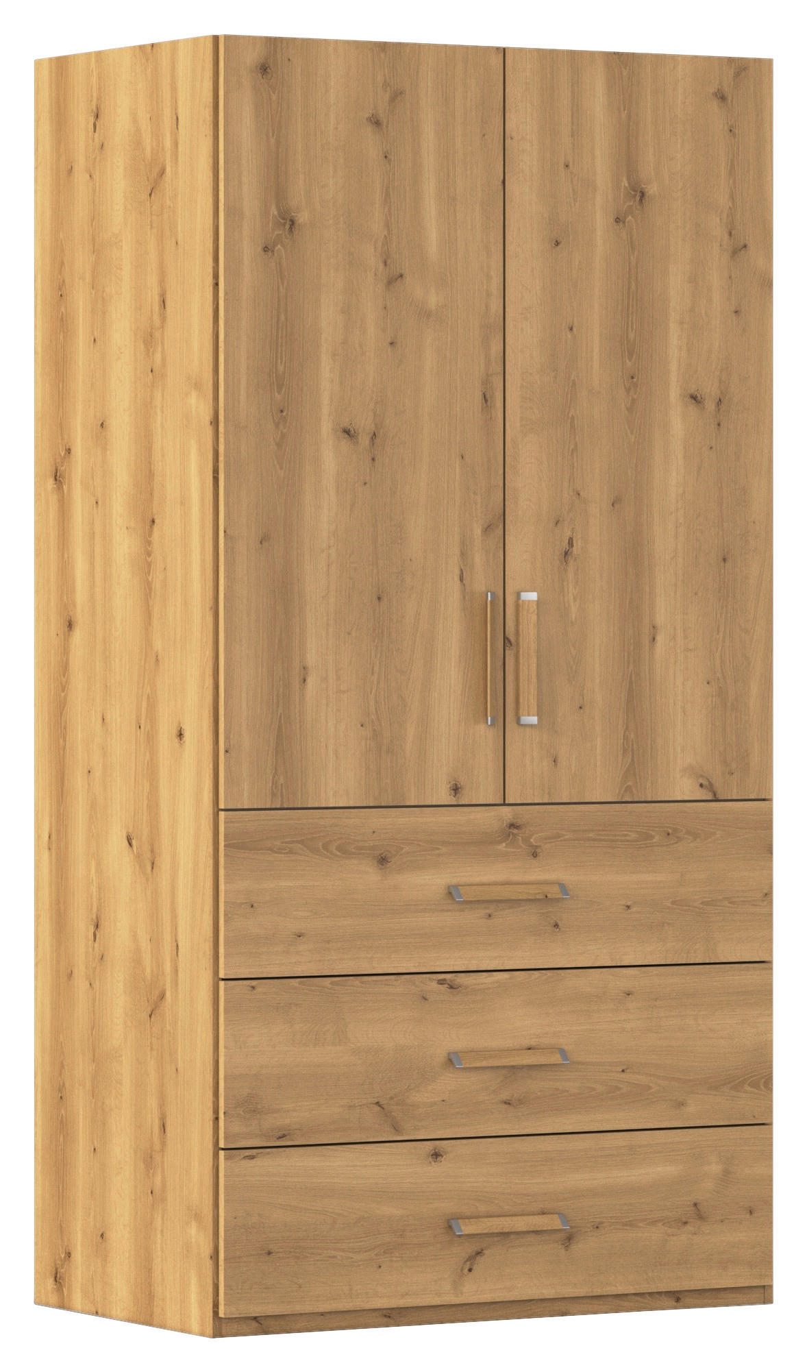 DREHTÜRENSCHRANK 101/197/60 cm 2-türig Eichefarben  - Eichefarben/Silberfarben, Design, Holzwerkstoff/Kunststoff (101/197/60cm) - Novel
