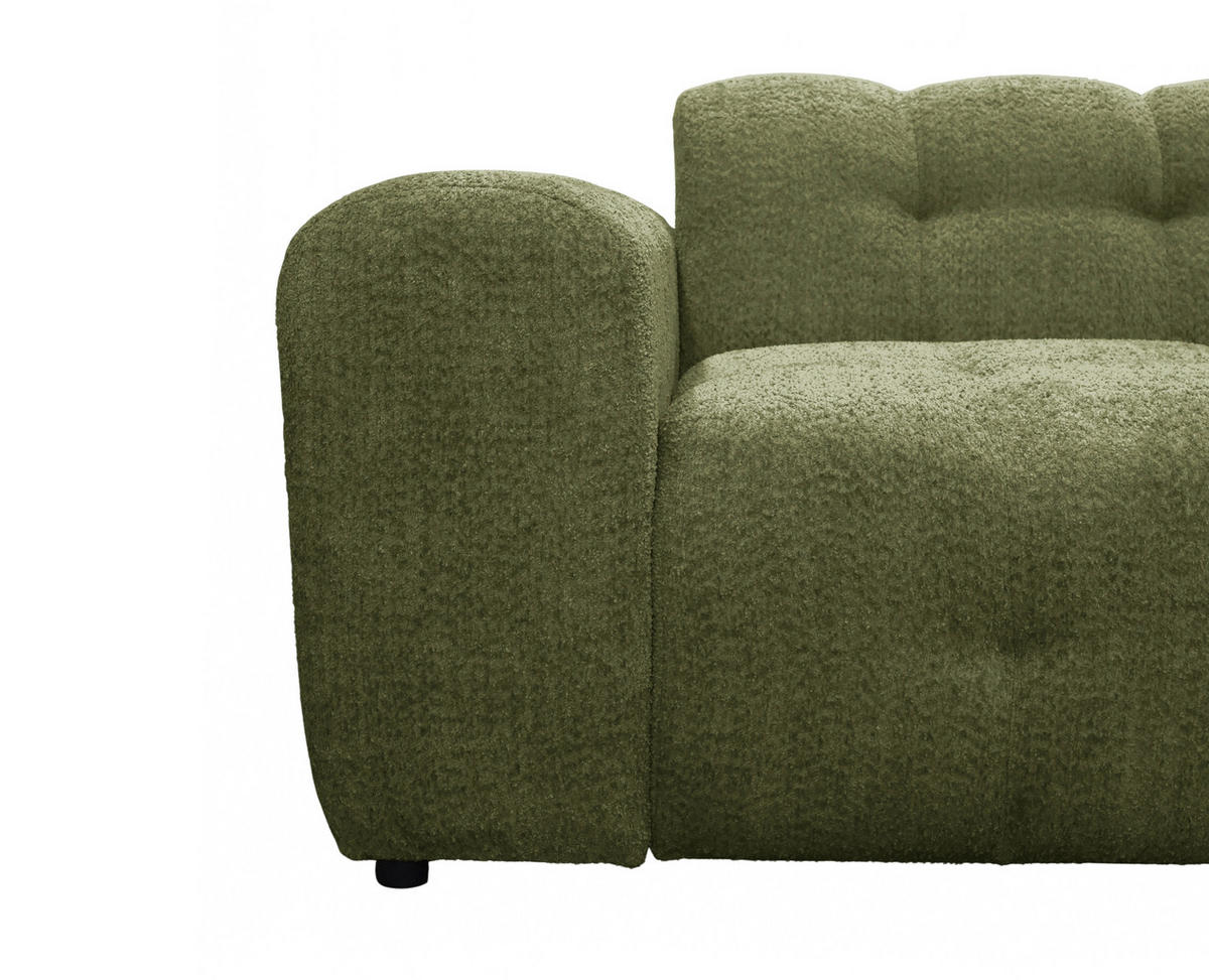 ECKSOFA RUNO Grün Bouclé  - Schwarz/Grün, Design, Kunststoff/Textil (270/175cm) - MID.YOU