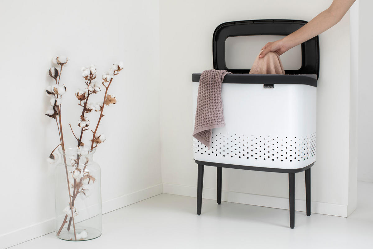 KOŠ ZA PERILO - bela, Basics, kovina/umetna masa (54/67/32cm) - Brabantia