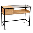 KONSOLENTISCH in Metall, Glas, Holzwerkstoff 100/40/75 cm    - Eichefarben/Schwarz, Basics, Glas/Holzwerkstoff (100/40/75cm) - Xora