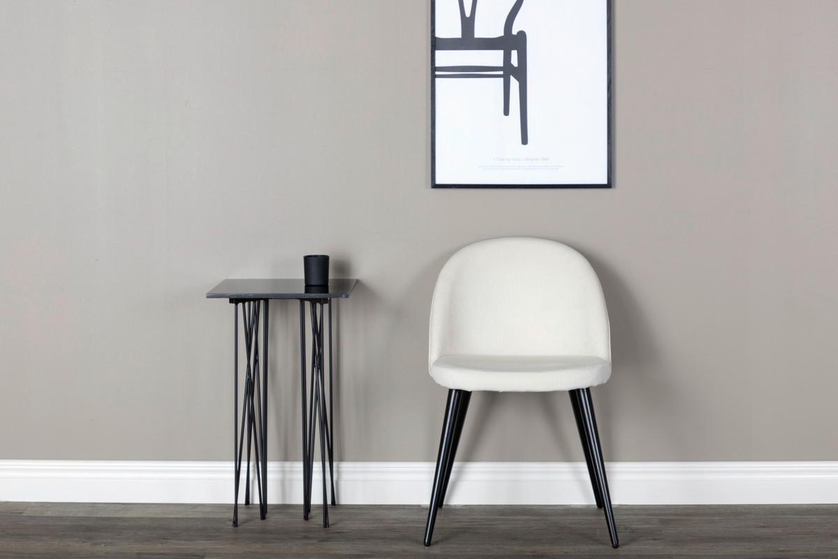 STOLSET 2 styck stål manchester  - beige/svart, Design, metall/textil (50/77/48cm) - Livetastic