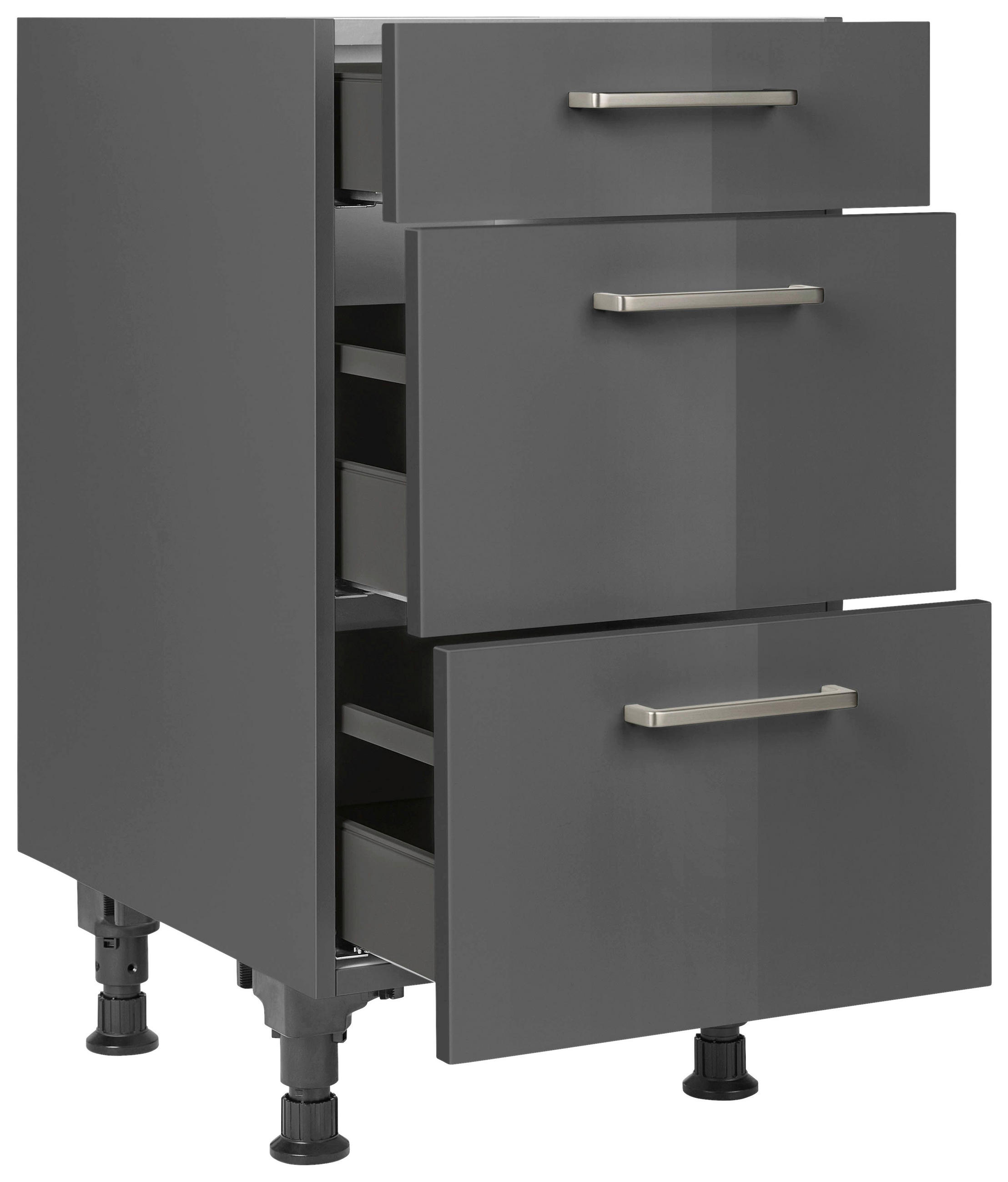 SCHUBKASTENUNTERSCHRANK 45/87/56 cm in Schieferfarben - Schieferfarben/Edelstahlfarben, MODERN, Holzwerkstoff/Metall (45/87/56cm) - Nobilia