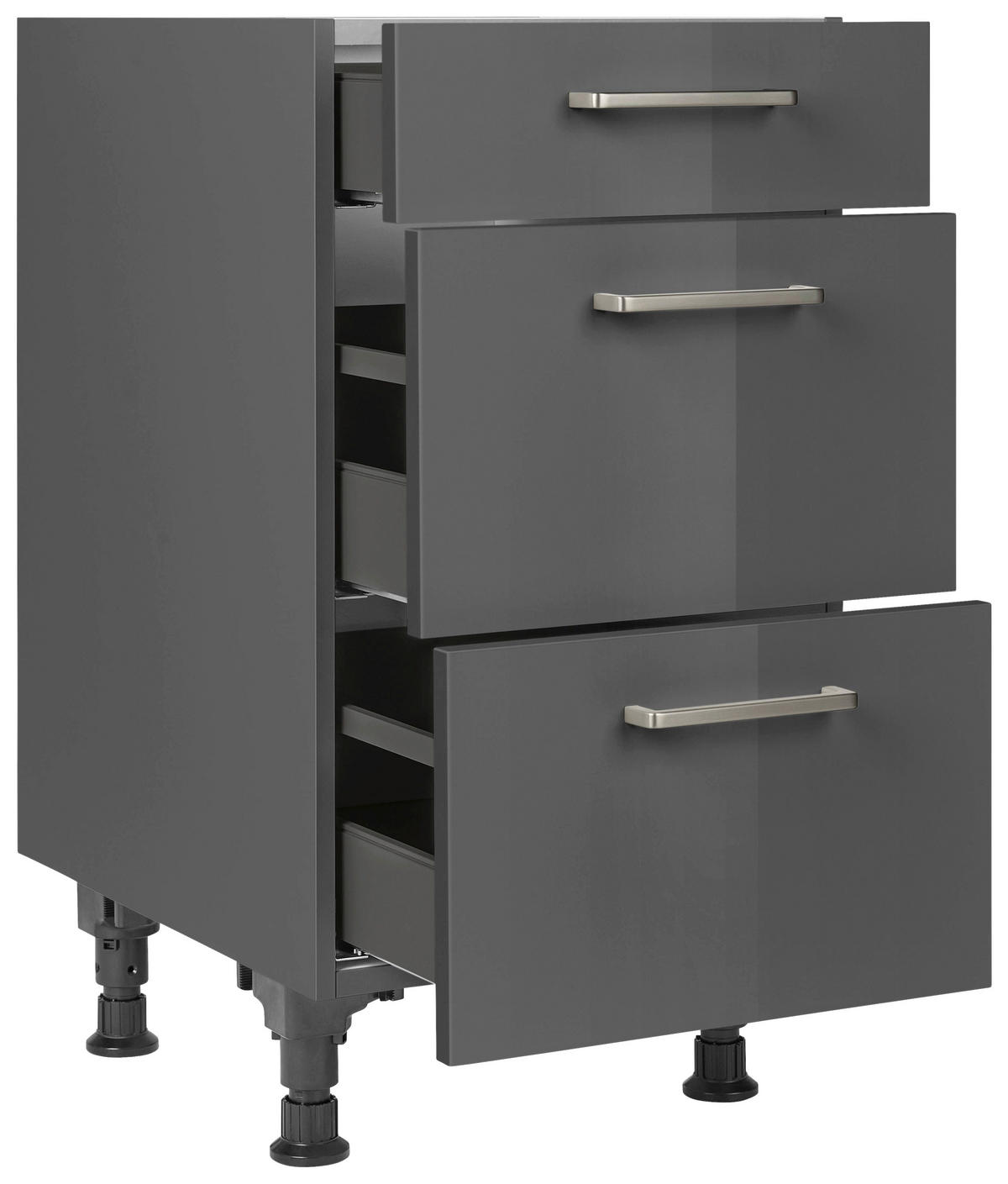 SCHUBKASTENUNTERSCHRANK 45/87/56 cm  in Schieferfarben  - Schieferfarben/Edelstahlfarben, MODERN, Holzwerkstoff/Metall (45/87/56cm) - Nobilia