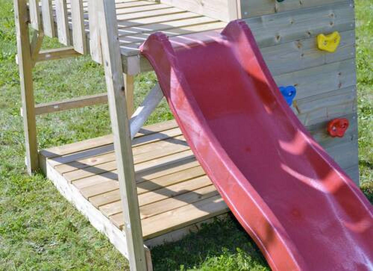 SPIELTURM 110/270/260 cm  - Rot/Naturfarben, KONVENTIONELL, Holz (110/270/260cm) - Ambia Garden