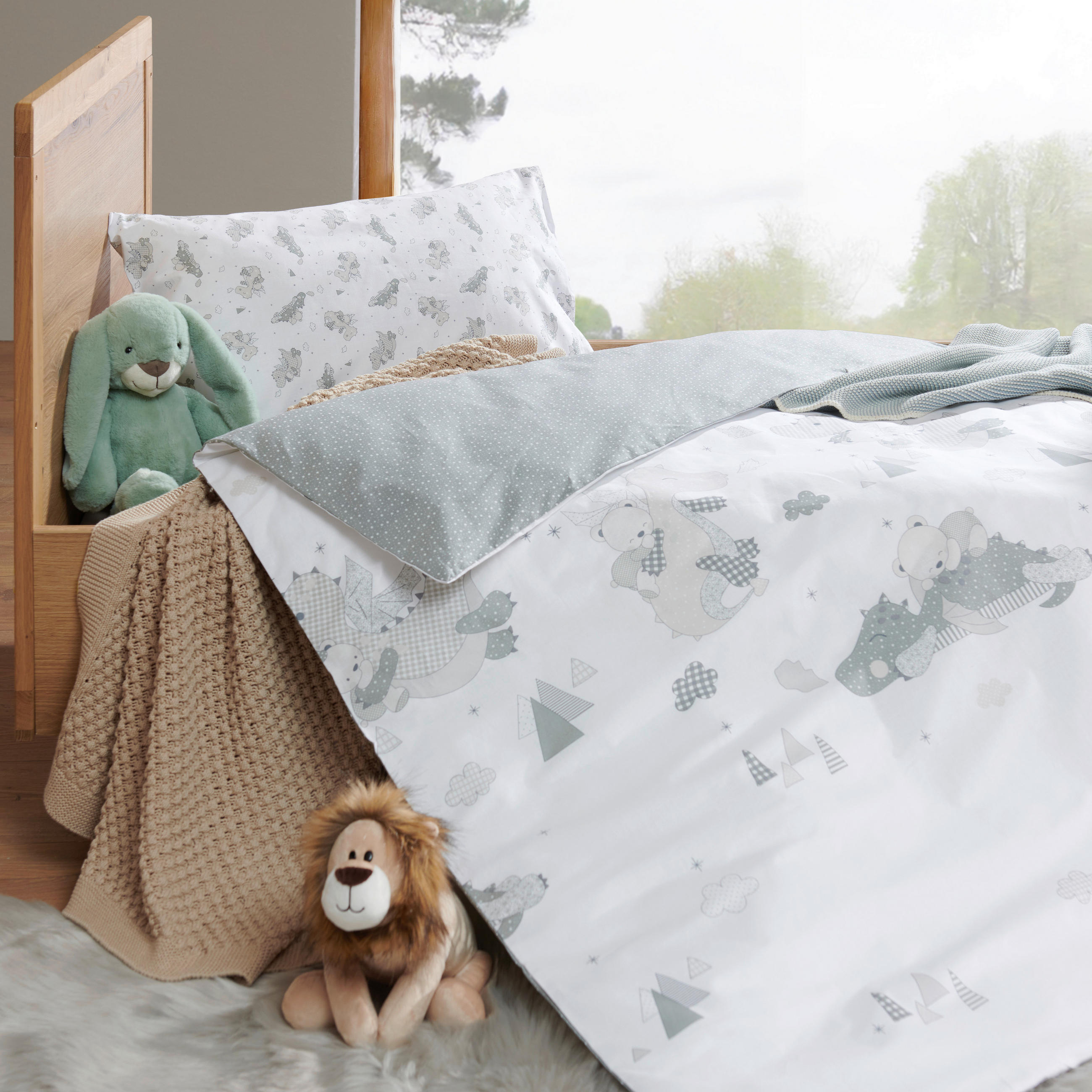 BABYBETTWÄSCHE 100/135 cm  - Weiß/Grau, Basics, Textil (100/135cm) - Patinio