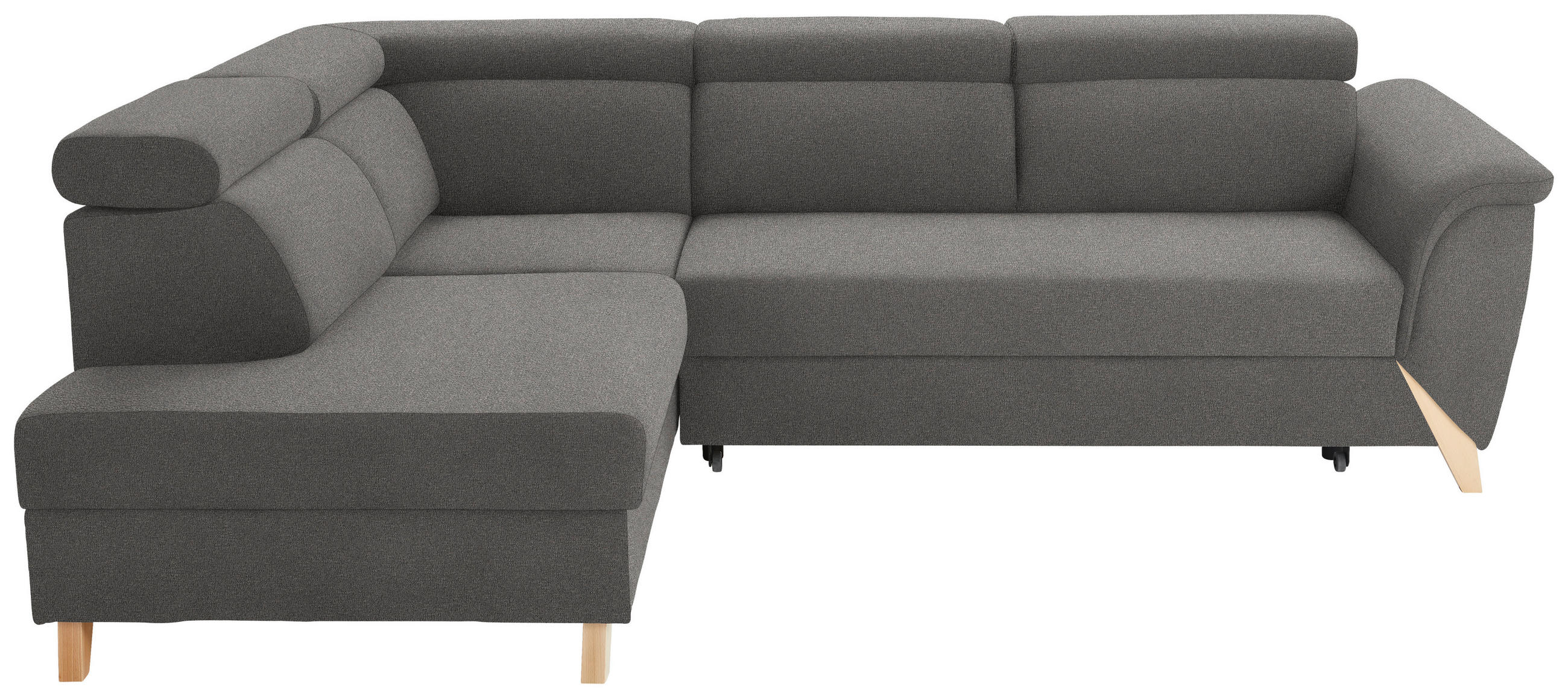 ECKSOFA  in Chenille Dunkelbraun  200/265 cm  - Dunkelbraun/Naturfarben, KONVENTIONELL, Holz/Textil (200/265cm) - Stylife