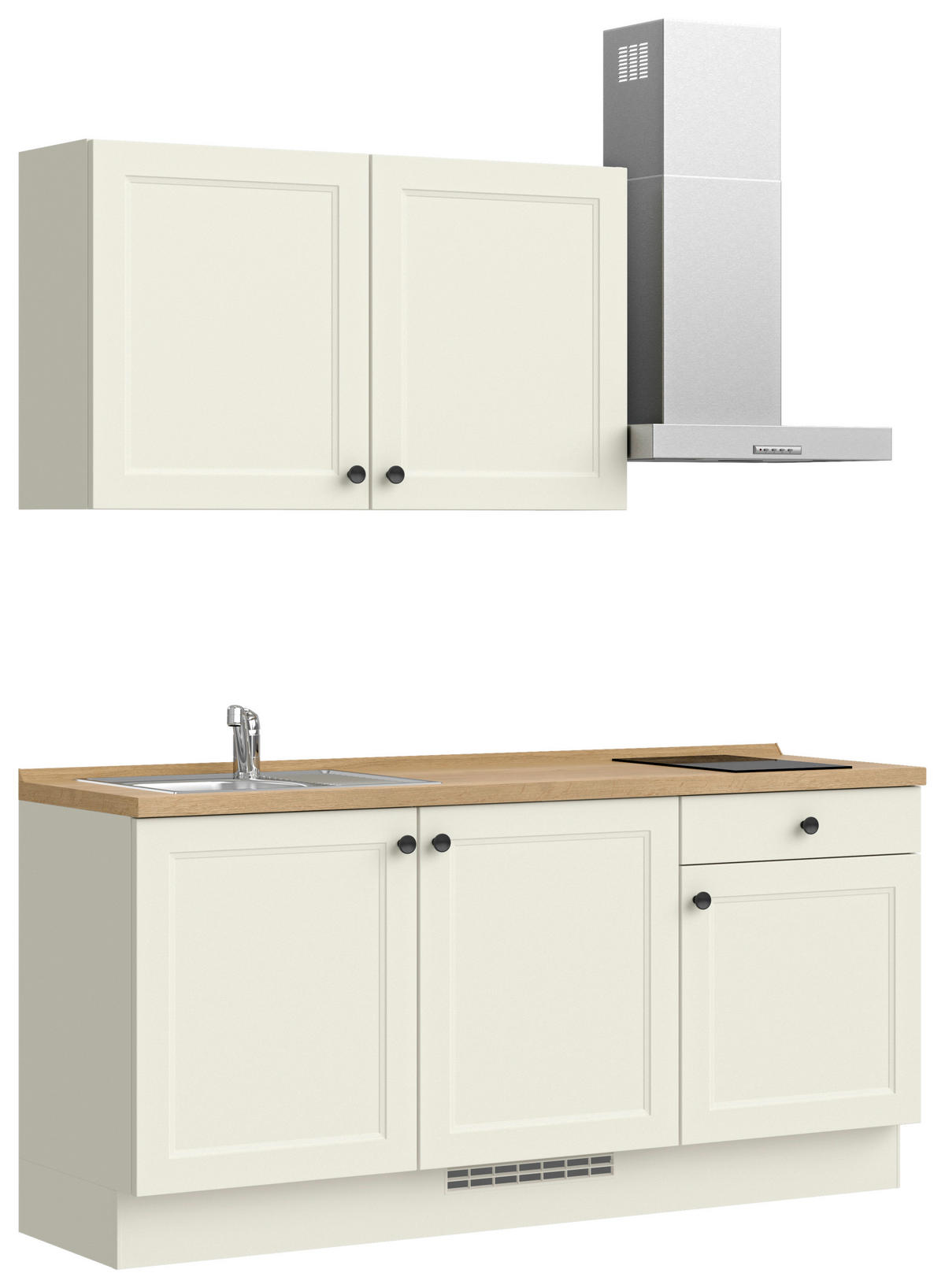 KÜCHENBLOCK Cascada 180 cm  in Weiß, Eichefarben  - Eichefarben/Schwarz, MODERN, Holzwerkstoff/Metall (180cm) - Nobilia