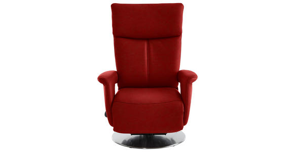 RELAXSESSEL in Leder Rot - Edelstahlfarben/Rot, Design, Leder/Metall (78/112/85cm) - Cantus