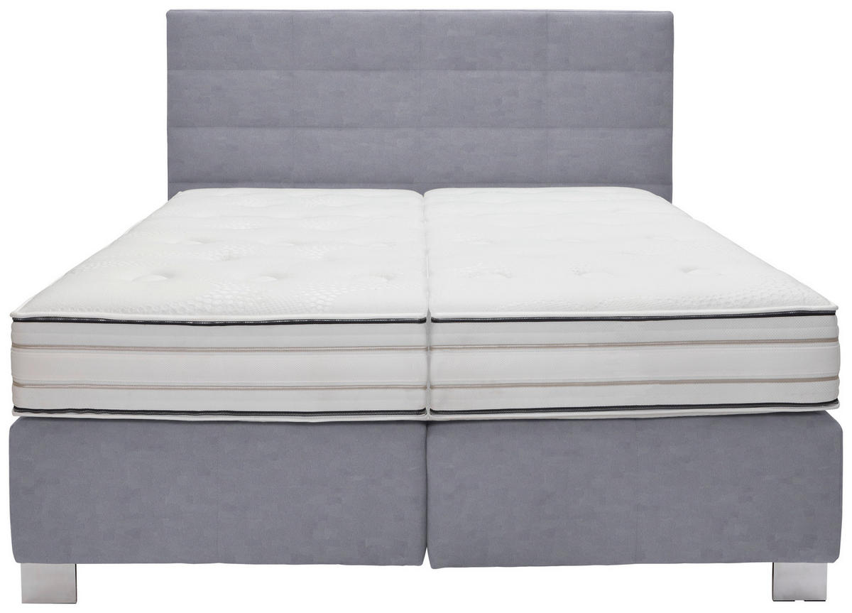 BOXSPRINGBETT 180/200 cm  in Grau  - Alufarben/Grau, KONVENTIONELL, Textil/Metall (180/200cm) - Dieter Knoll