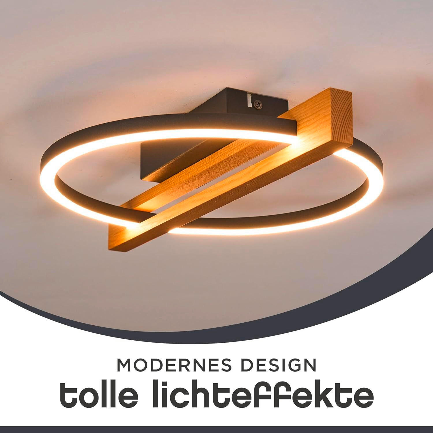 LED-DECKENLEUCHTE Tovak 39/30/7.5 cm   - Natur, Holz (39/30/7.5cm)