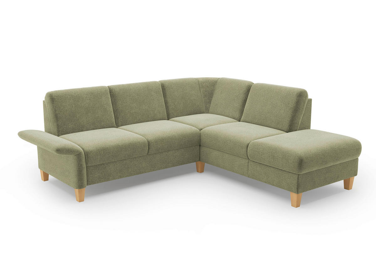 ECKSOFA ROCHELLE E Hellgrün Flachgewebe  - Eichefarben/Hellgrün, KONVENTIONELL, Holz/Textil (240/216cm) - Sit & More