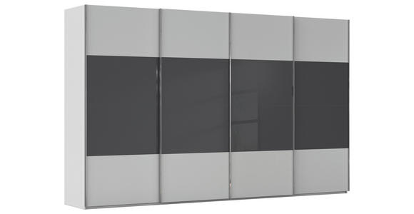 SCHWEBETÜRENSCHRANK  in Schwarz, Seidengrau  - Chromfarben/Seidengrau, KONVENTIONELL, Glas/Holzwerkstoff (361/223/68cm) - Novel