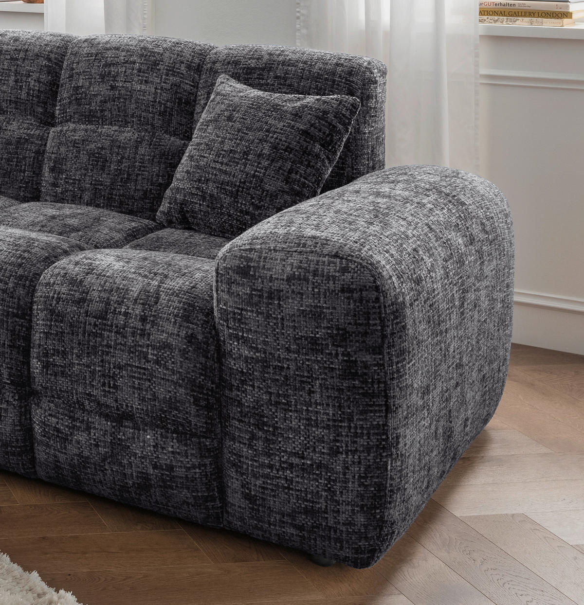 ECKSOFA in Struktur Schwarz  - Schwarz, Modern, Kunststoff/Textil (152/301cm) - Livetastic