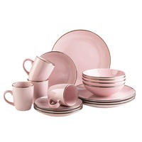 KOMBISERVICE Metallic Rim 16-teilig  - Rosa, Basics, Keramik - Mäser