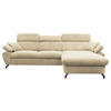 ECKSOFA OMEGA in Chenille Beige  280/186 cm  - Beige/Schwarz, Design, Textil/Metall (280/186cm) - MID.YOU