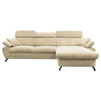 ECKSOFA OMEGA in Chenille Beige  280/186 cm  - Beige/Schwarz, Design, Textil/Metall (280/186cm) - MID.YOU