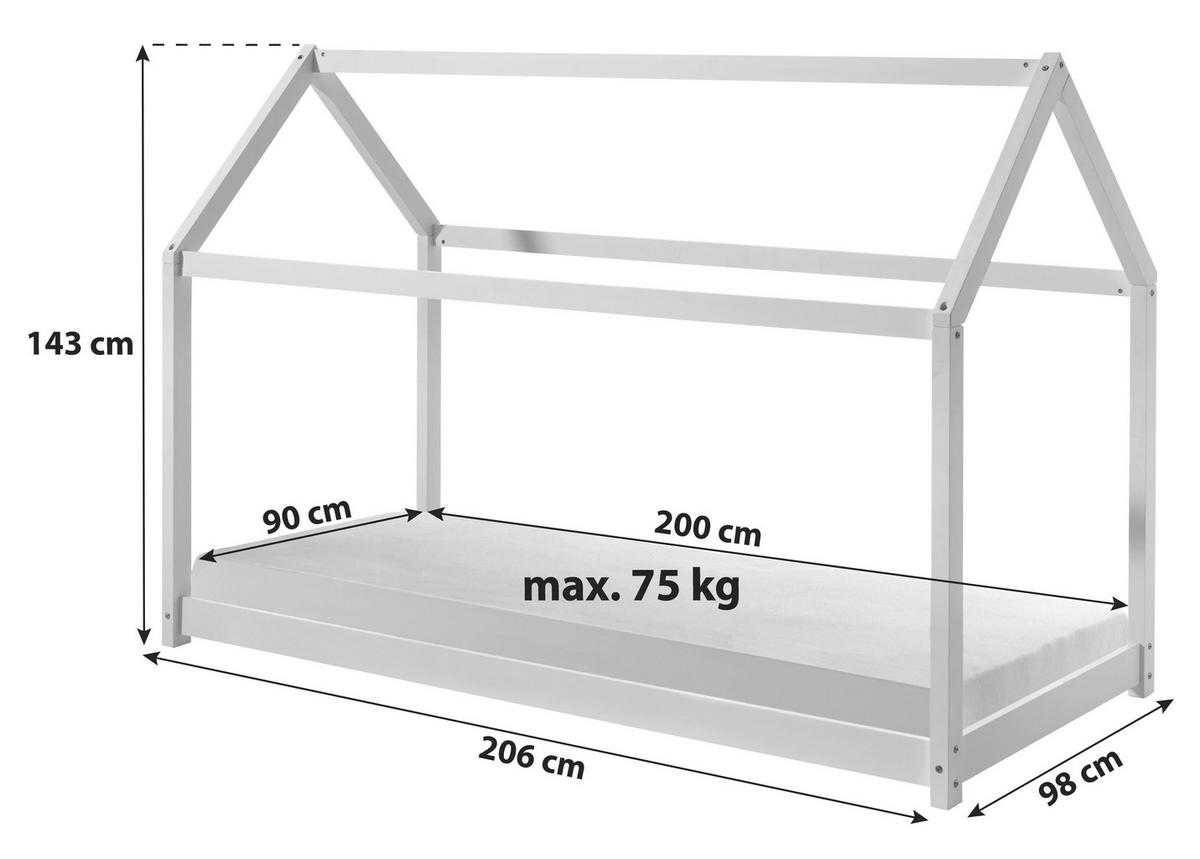 DĚTSKÁ POSTEL SE STŘÍŠKOU, 90/200 cm barvy borovice - barvy borovice, Moderní, dřevo (90/200cm) - MID.YOU