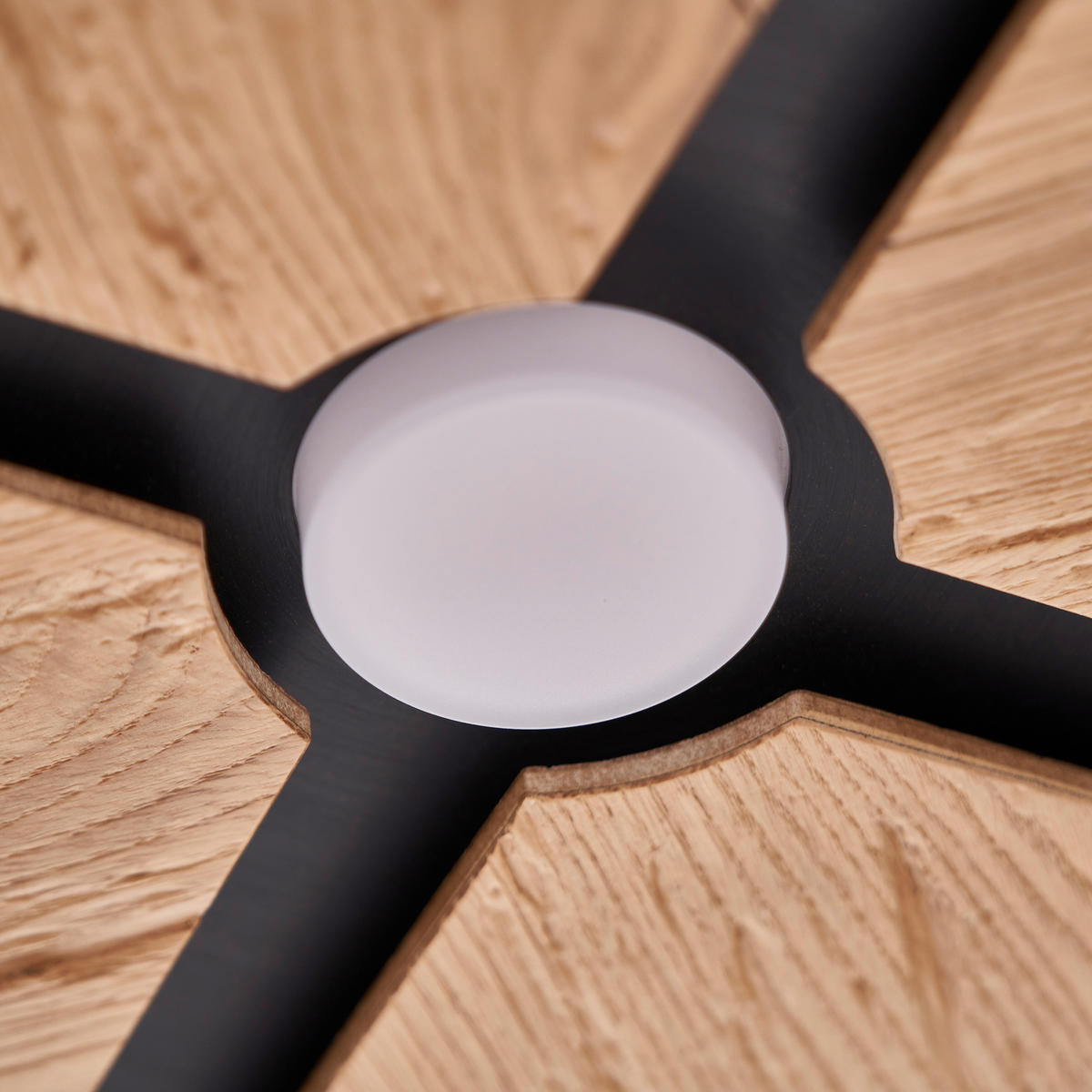 LED-DECKENLEUCHTE Rota 60/6,5 cm  - Eichefarben/Schwarz, Design, Holz/Metall (60/6,5cm) - Grossmann