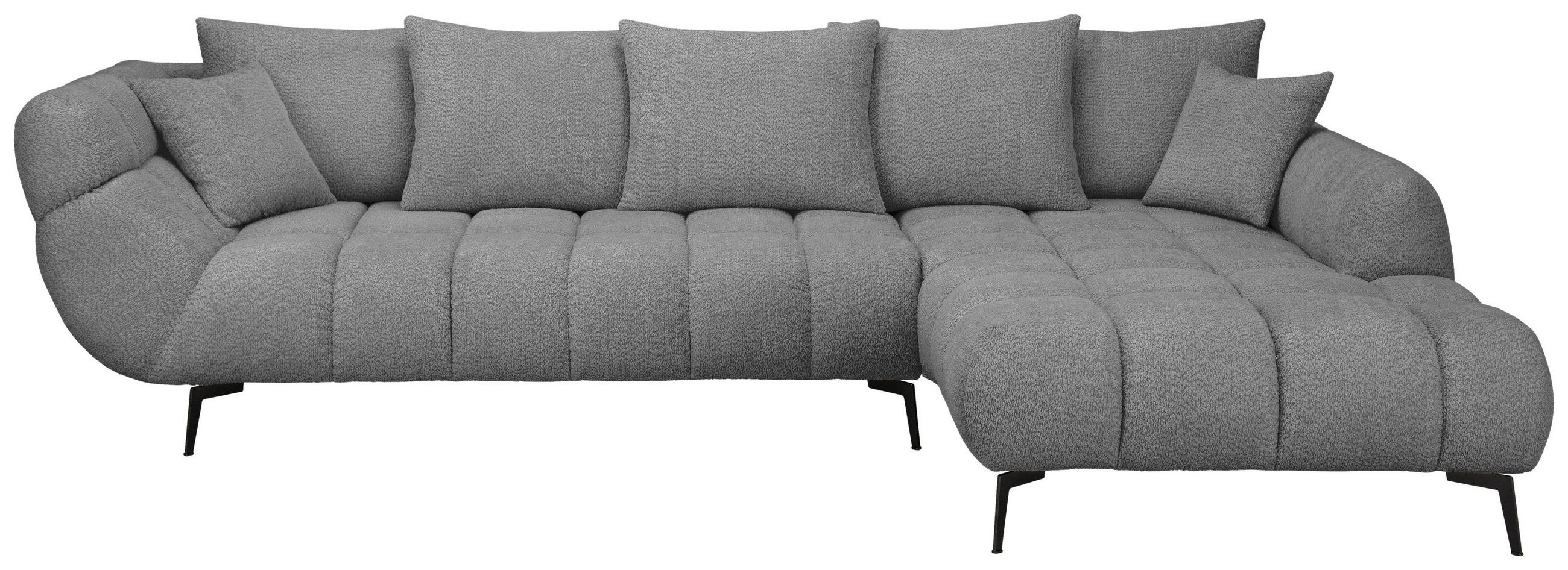 ECKSOFA Grau Bouclé Zierkissen, Rückenkissen, Rücken echt  - Schwarz/Grau, MODERN, Textil/Metall (318/217cm) - Carryhome