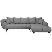 ECKSOFA 318/217 cm  in Bouclé Grau Zierkissen, Rückenkissen, Rücken echt  318/217 cm  - Schwarz/Grau, MODERN, Textil/Metall (318/217cm) - Carryhome