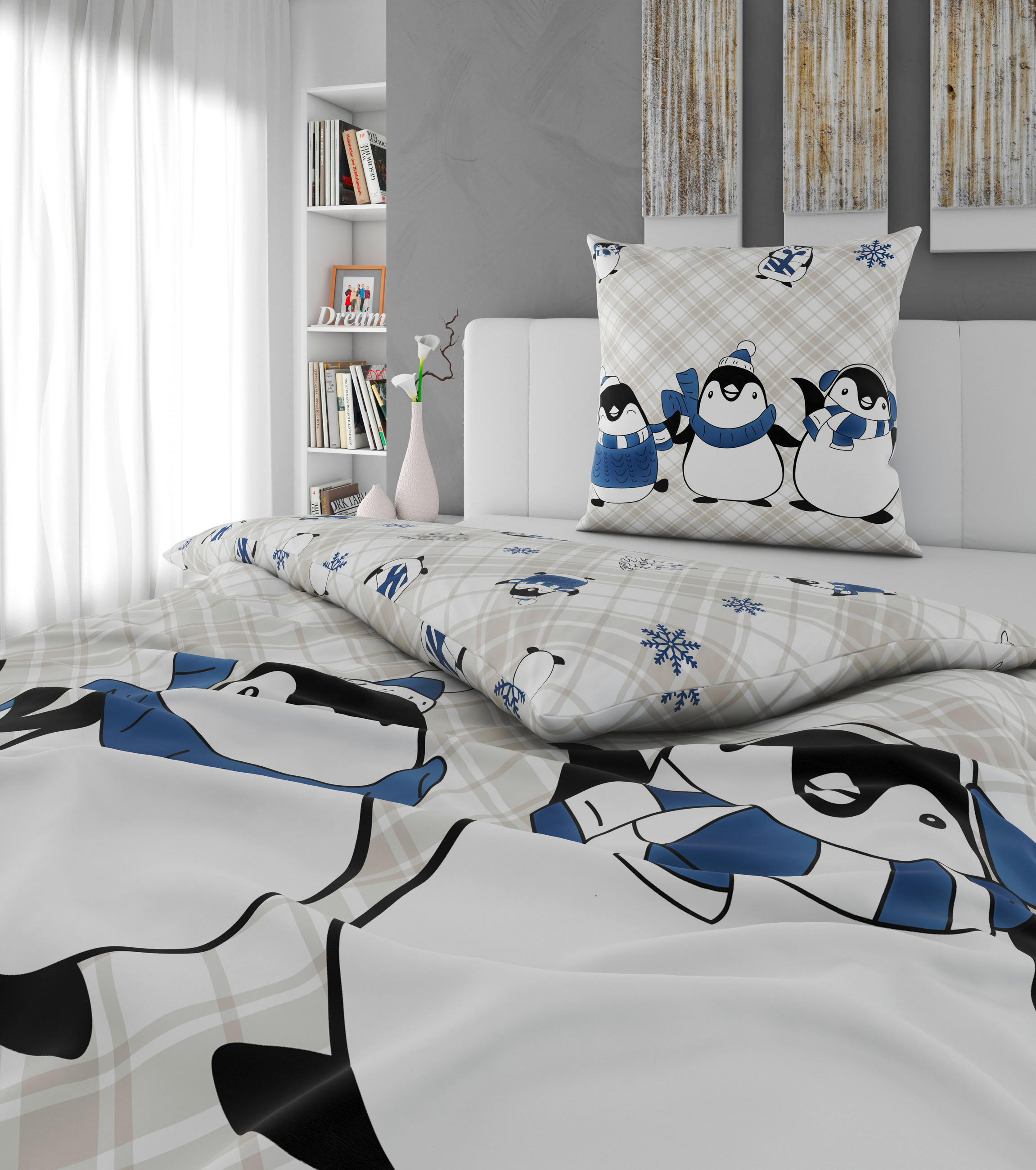 BETTWÄSCHE Flanell 135/200 cm  - Dunkelblau/Grau, Textil (135/200cm) - Esposa