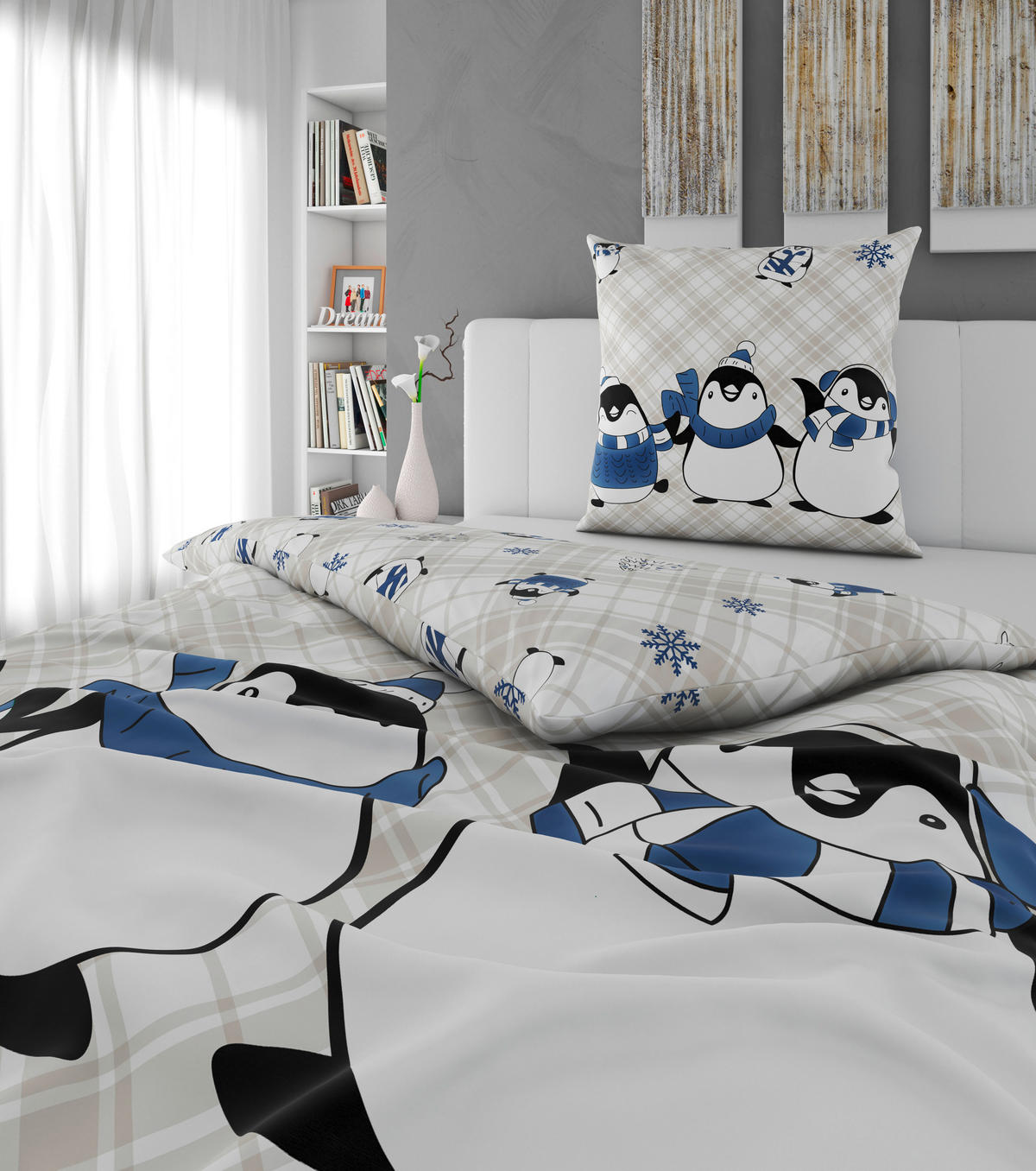 BETTWÄSCHE Flanell 155/220 cm  - Dunkelblau/Grau, Textil (155/220cm) - Esposa