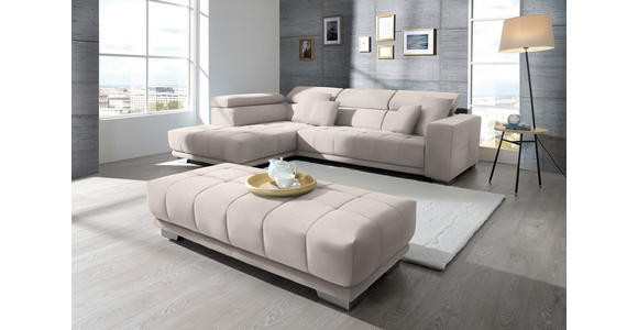 ECKSOFA in Mikrofaser Ecru 207/301 cm - Chromfarben/Ecru, Design, Textil/Metall (207/301cm) - Xora