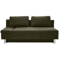 SCHLAFSOFA in Flachgewebe Dunkelgrün  - Chromfarben/Dunkelgrün, Design, Holz/Textil (205/77-93/99cm) - Novel