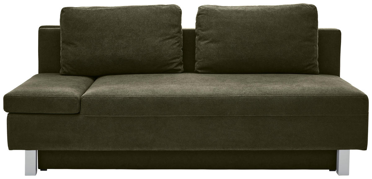 SCHLAFSOFA in Flachgewebe Dunkelgrün  - Chromfarben/Dunkelgrün, Design, Holz/Textil (205/77-93/99cm) - Novel