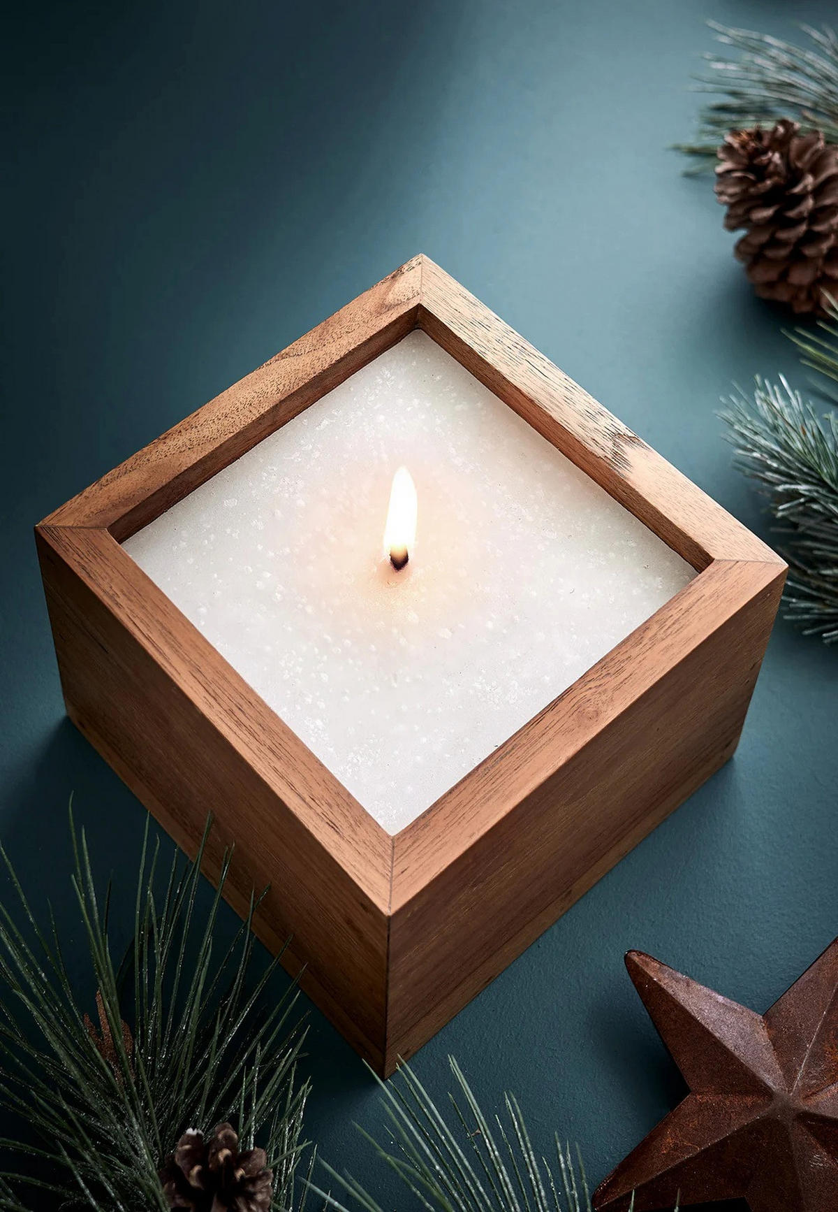 OUTDOORKERZE - Naturfarben/Weiß, Basics, Naturmaterialien/Holz (20/15/20cm) - FYNCH-HATTON