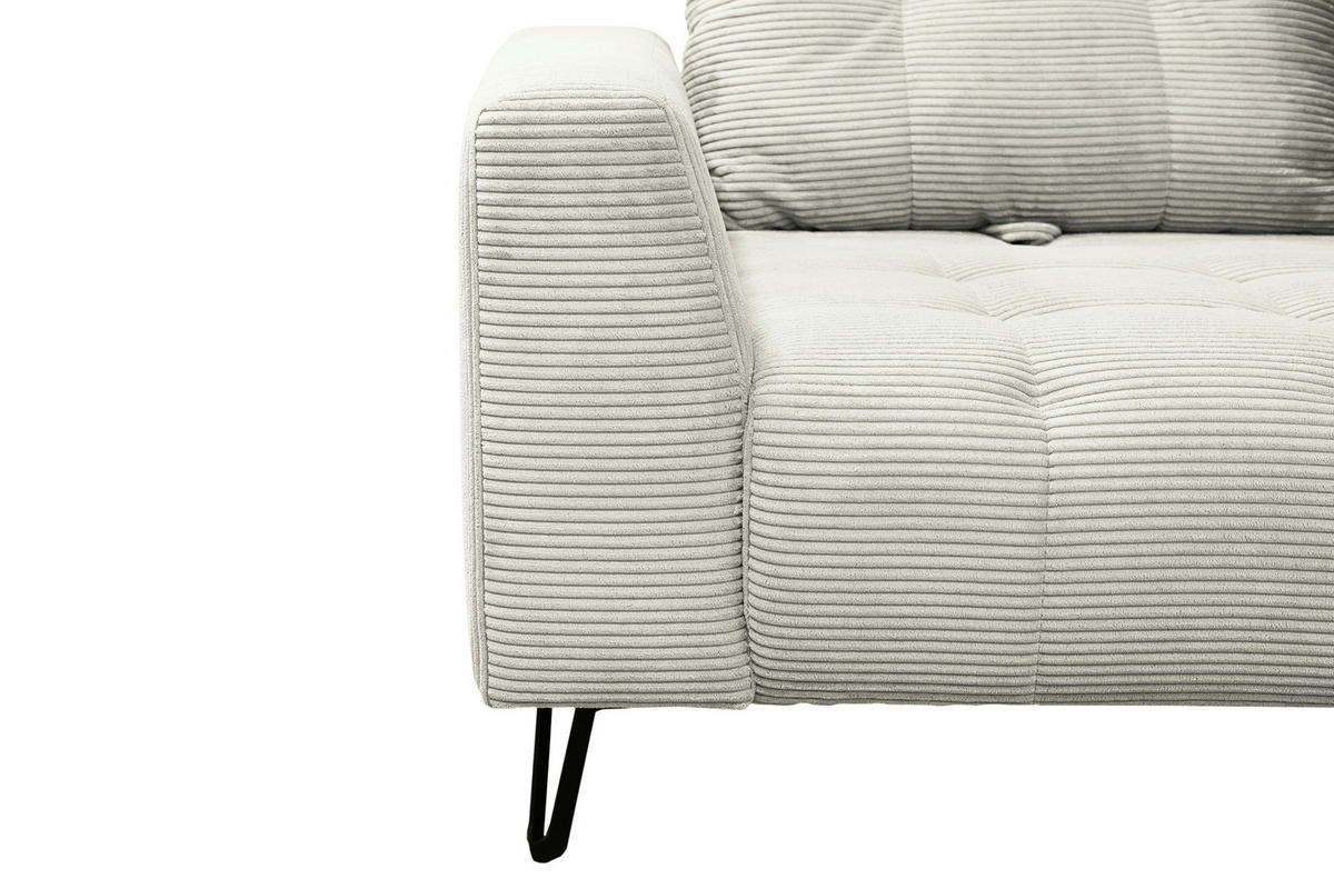 BIGSOFA Cord Naturfarben  - Schwarz/Naturfarben, KONVENTIONELL, Textil/Metall (246/100/116cm) - Carryhome