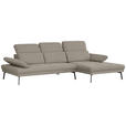 ECKSOFA Ottomane rechts, Eckteil  More_LZ Grau Webstoff  - Schwarz/Grau, Design, Textil/Metall (296/188cm) - Xora