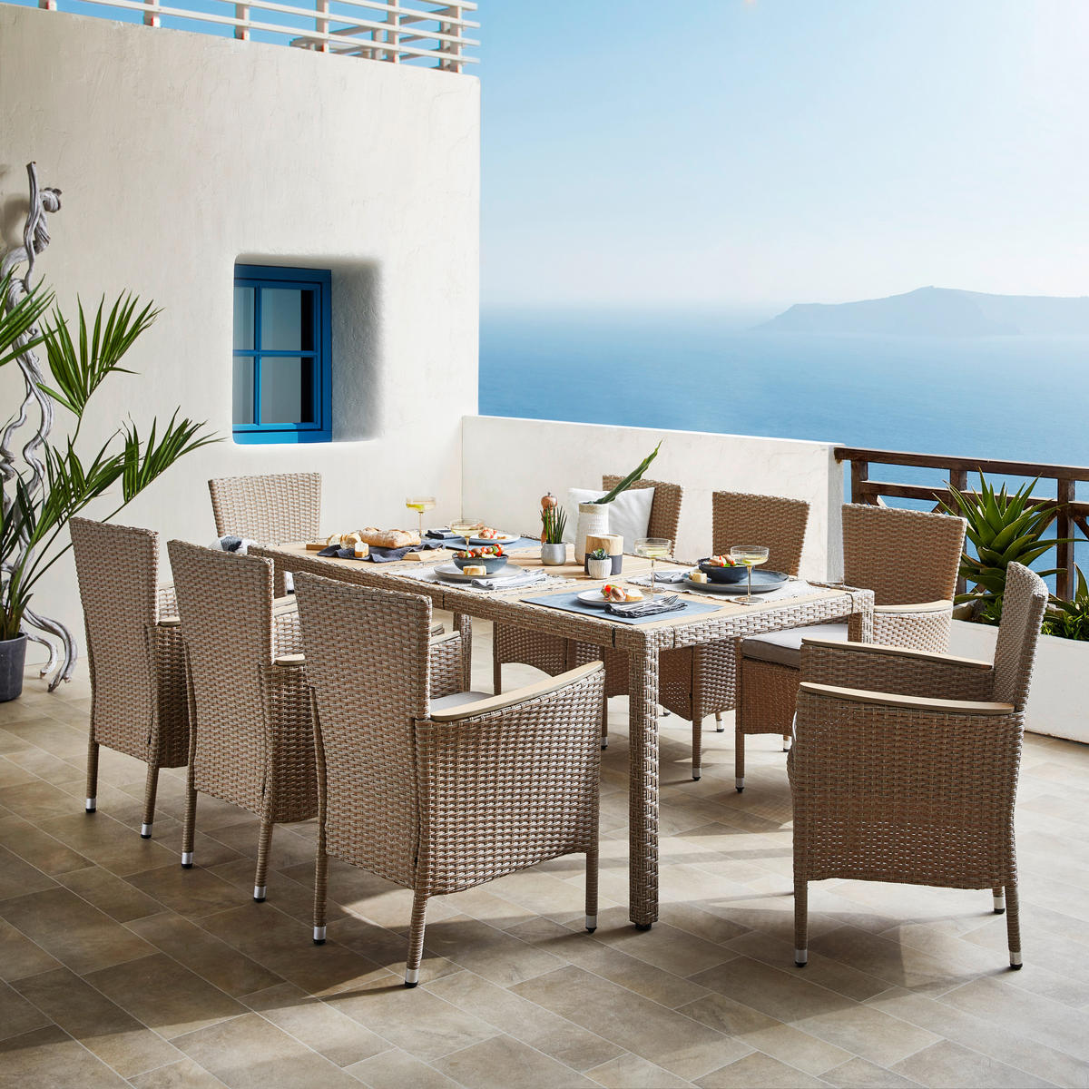 GARTENTISCHGRUPPE beschichtet Stahl  - Braun, MODERN, Kunststoff/Textil - Ambia Garden